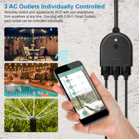 TONBUX Outdoor Smart Plug WiFi Outlet with 3 Individual Sockets, Waterproof IP44, Compatible with Alexa, Google Home,Wireless Voice Remote Control, Light Switch and Timer Function