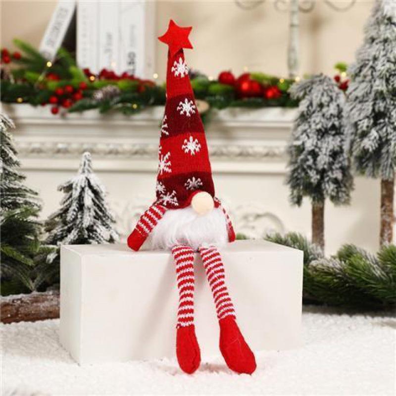 Christmas Decorations with Led Light Handmade Santa Elf Plush Table Ornaments Figurine Holiday Decor Gift-Knitted Cute LED Santa Christmas Decoration 1/3 packs