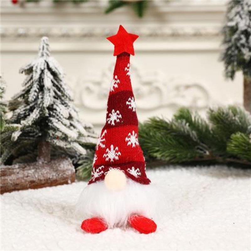 Christmas Decorations with Led Light Handmade Santa Elf Plush Table Ornaments Figurine Holiday Decor Gift-Knitted Cute LED Santa Christmas Decoration 1/3 packs