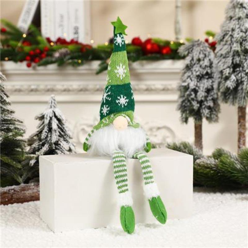 Christmas Decorations with Led Light Handmade Santa Elf Plush Table Ornaments Figurine Holiday Decor Gift-Knitted Cute LED Santa Christmas Decoration 1/3 packs
