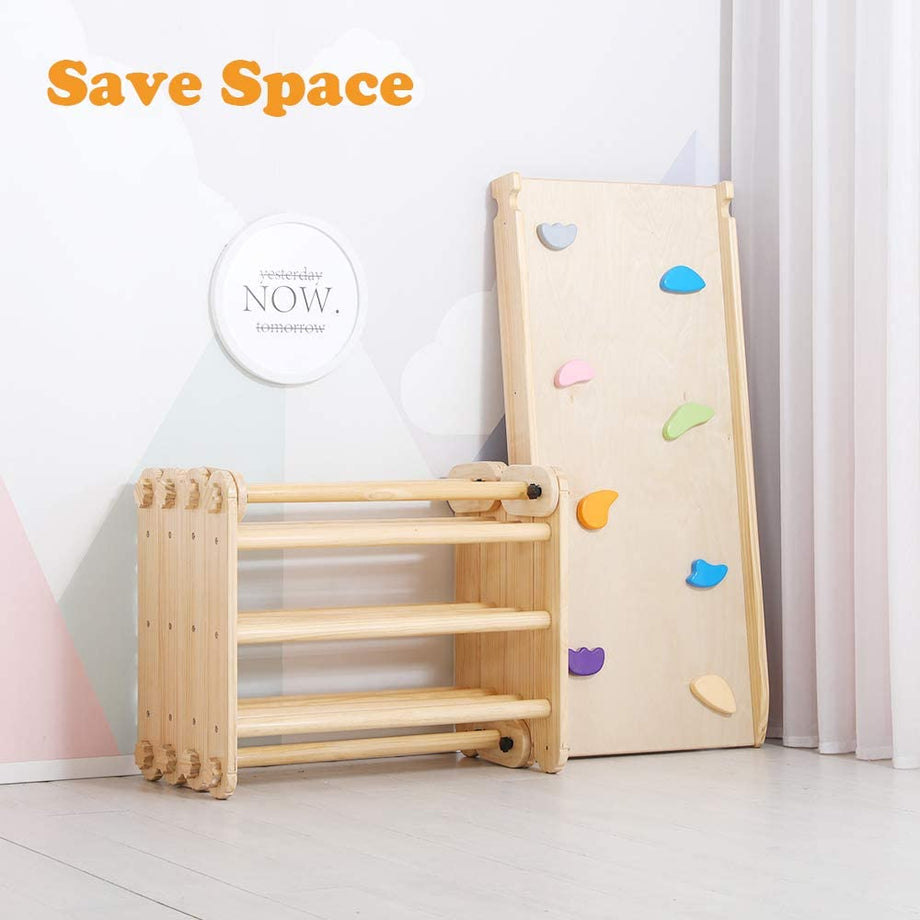 Dripex Wooden Climbing Triangle Ladder with Ramp