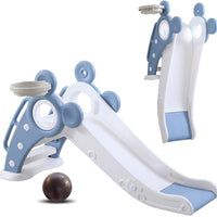 Yoleo Kids Slide Indoor Outdoor Climber Sports Folding Plastic Slide with Basketball