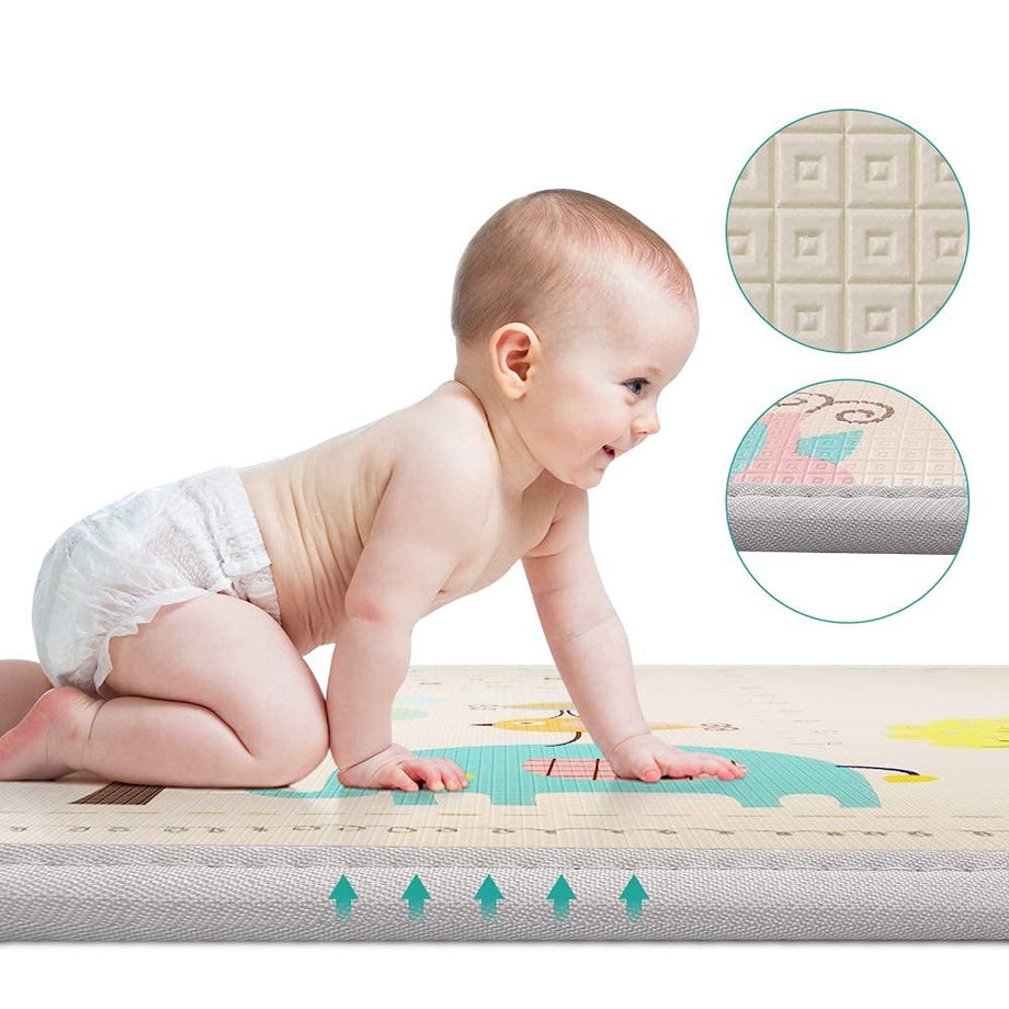 Dripex Baby Play Mat Crawling Mat Non-Toxic Rug-Cushioned Reversible Anti-Slip Portable Yoga Mat