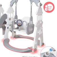 OUNUO Kids Slide and Swing Set with Basketball Hoop Baby Slide for toddlers age 1-3