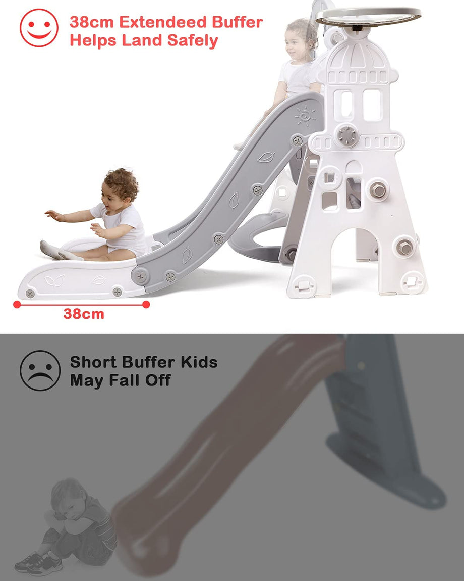 OUNUO Kids Slide and Swing Set with Basketball Hoop Baby Slide for toddlers age 1-3