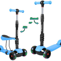 TONBUX 2 in 1 Kids Kick Scooter with Adjustable Height Removable Seat