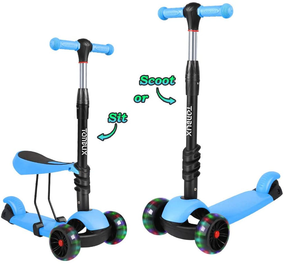 TONBUX 2 in 1 Kids Kick Scooter with Adjustable Height Removable Seat