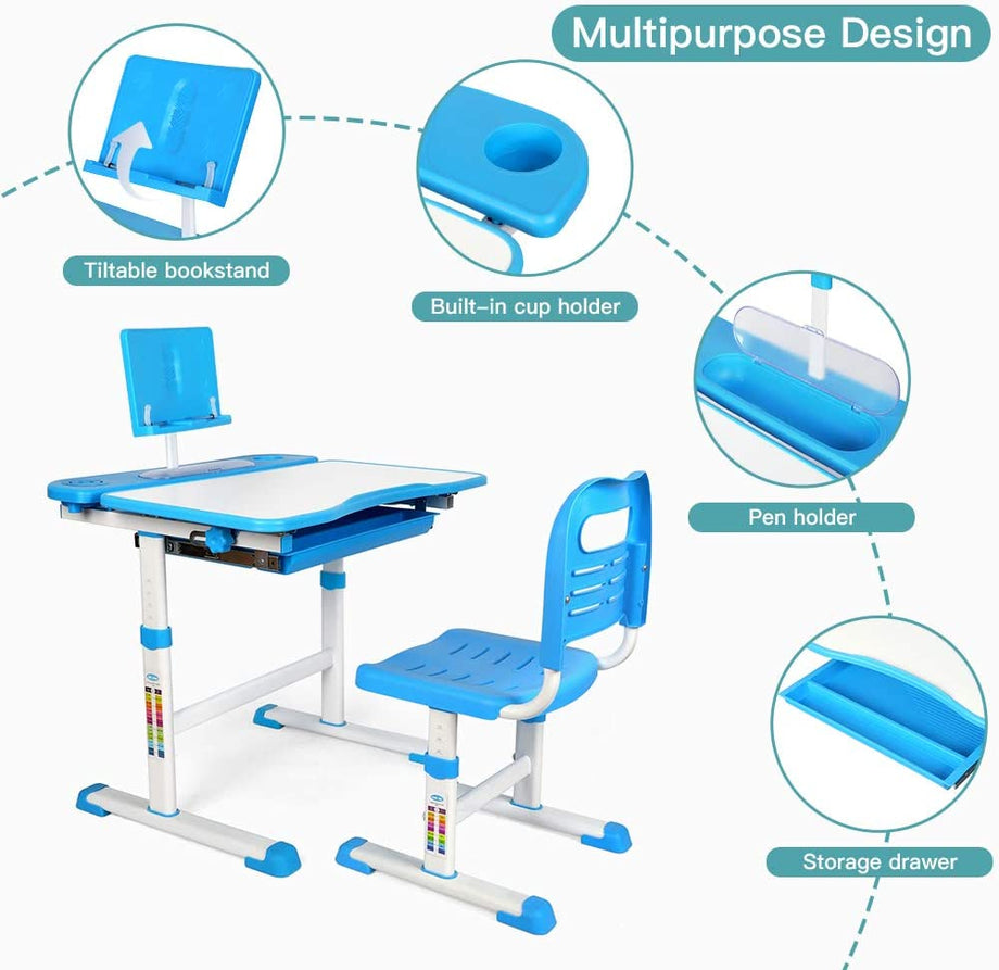 Yoleo Adjustable Kids Desk and Chair Set Kids Study Table and Chair Set