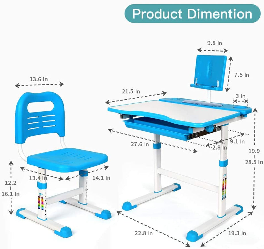 Yoleo Adjustable Kids Desk and Chair Set Kids Study Table and Chair Set