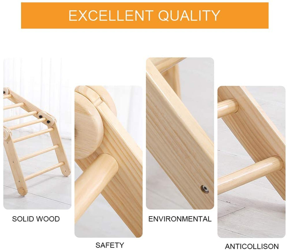 Dripex Wooden Climbing Triangle Ladder with Ramp