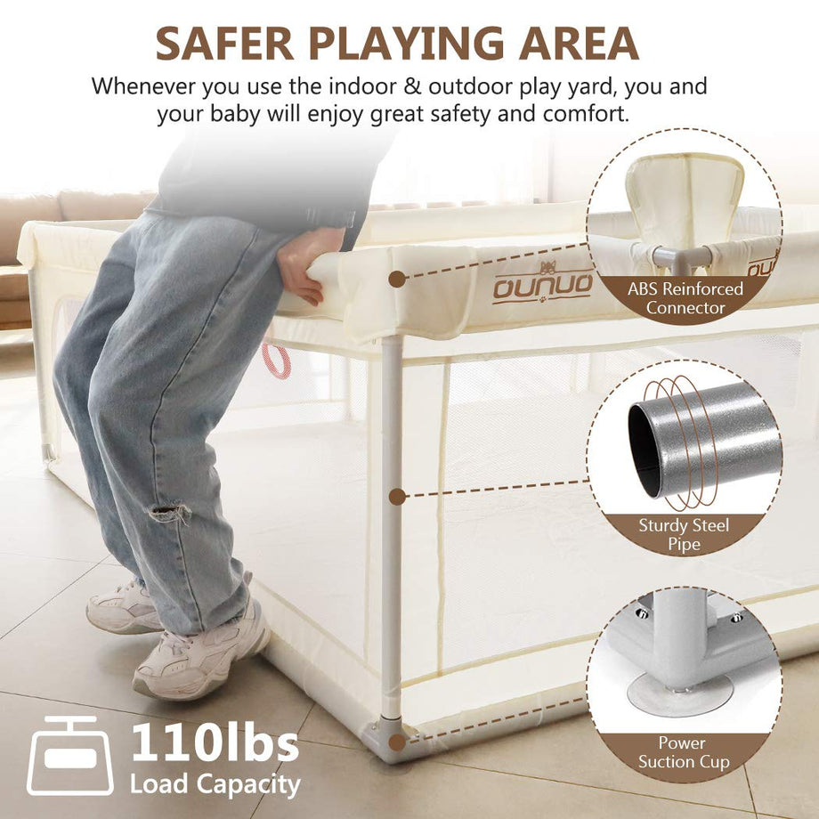 OUNUO Extra Large Playpen Play Yard for Babies 180*200CM