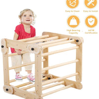 Dripex Wooden Climbing Triangle Ladder with Ramp
