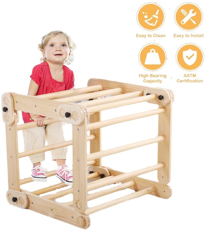 Dripex Wooden Climbing Triangle Ladder with Ramp