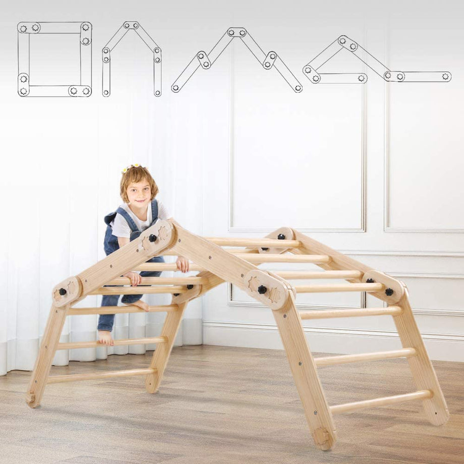 Dripex Wooden Climbing Triangle Ladder with Ramp