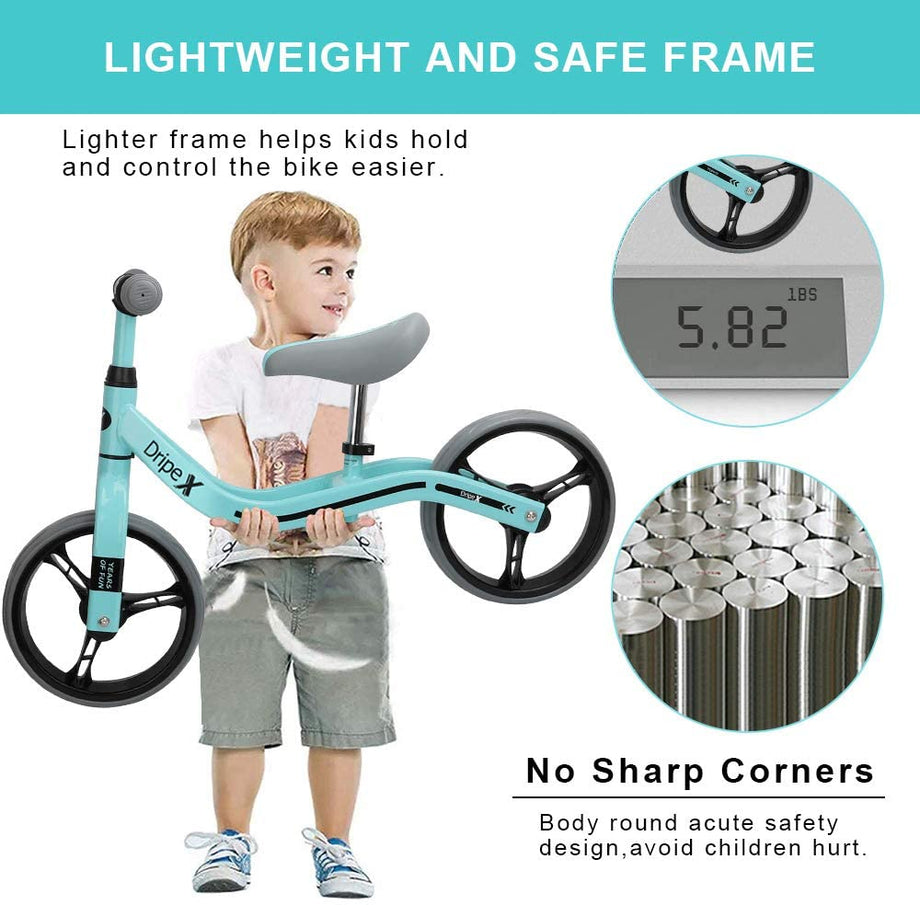 Toddler Bike, Dripex 12 Inch Lightweight No-Pedal Kids Balance Bike