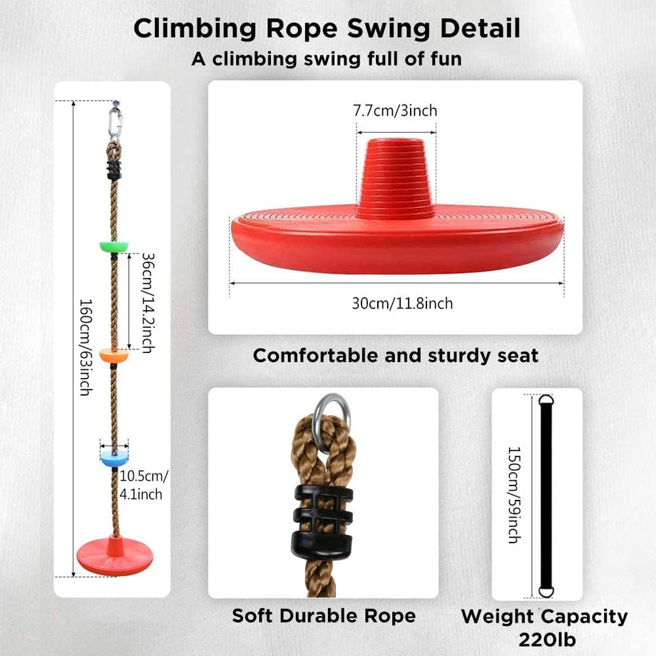 Dripex Tree Climbing Rope Swing with Platforms and Disc Swings Seat