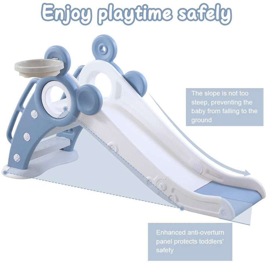 Yoleo Kids Slide Indoor Outdoor Climber Sports Folding Plastic Slide with Basketball