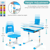 Yoleo Adjustable Kids Desk and Chair Set Kids Study Table and Chair Set