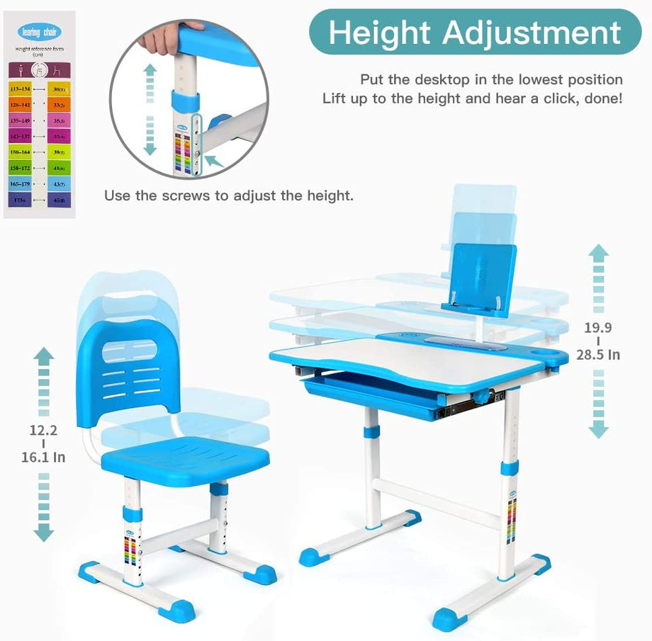 Yoleo Adjustable Kids Desk and Chair Set Kids Study Table and Chair Set