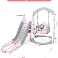 OUNUO Kids Slide and Swing Set with Basketball Hoop Baby Slide for toddlers age 1-3