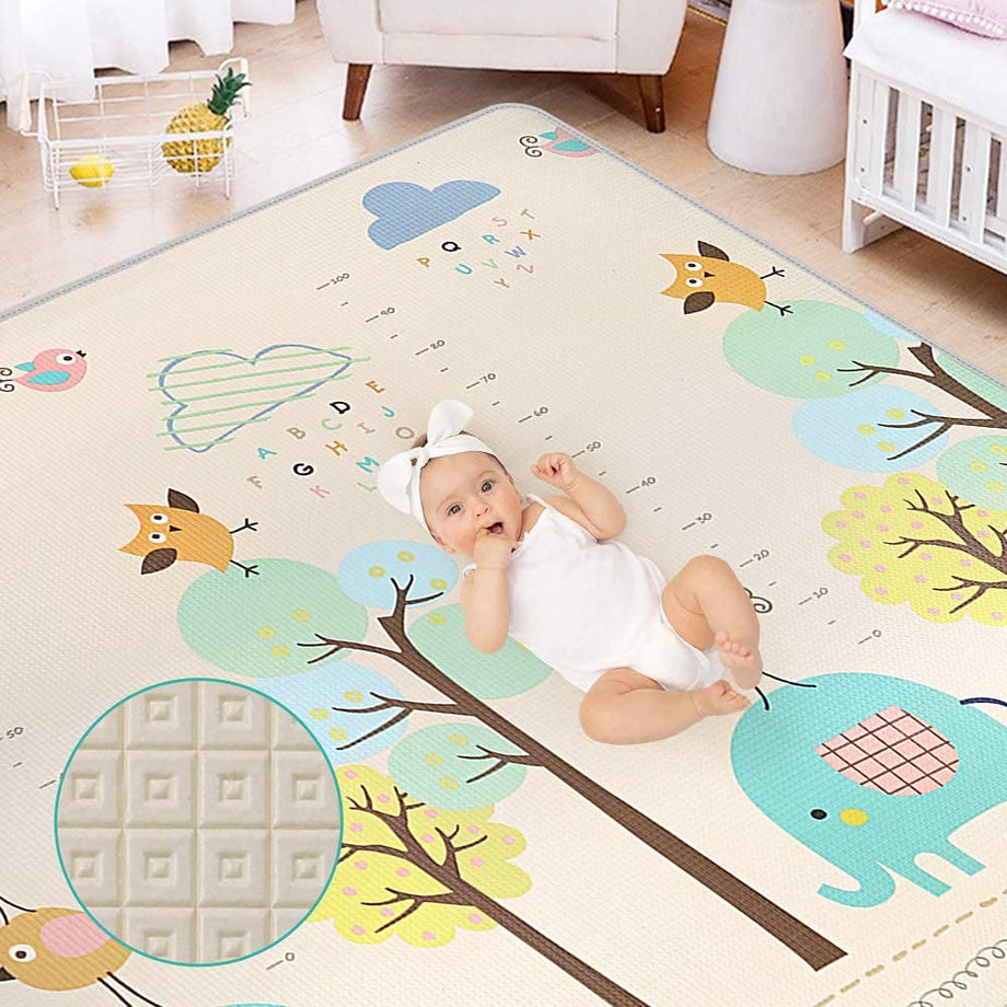 Dripex Baby Play Mat Crawling Mat Non-Toxic Rug-Cushioned Reversible Anti-Slip Portable Yoga Mat