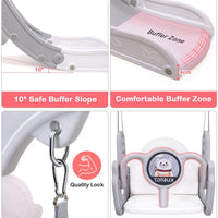 OUNUO Kids Slide and Swing Set with Basketball Hoop Baby Slide for toddlers age 1-3