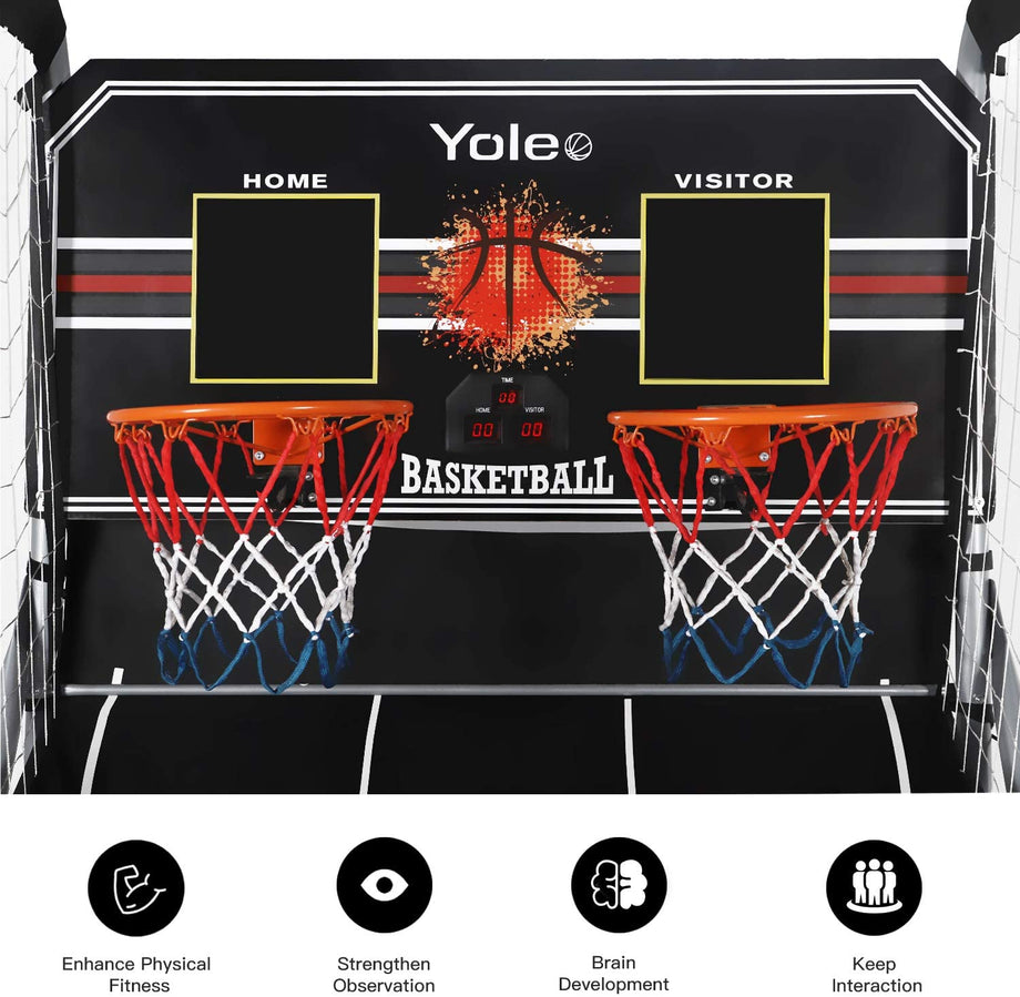 Yoleo Indoor Basketball Arcade Game, Official Dual Shot Sport – 10 Games and 6 Audio Options – Durable Construction – Easy Fold Up