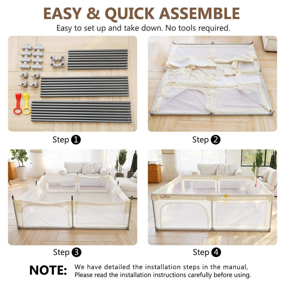 OUNUO Extra Large Playpen Play Yard for Babies 180*200CM