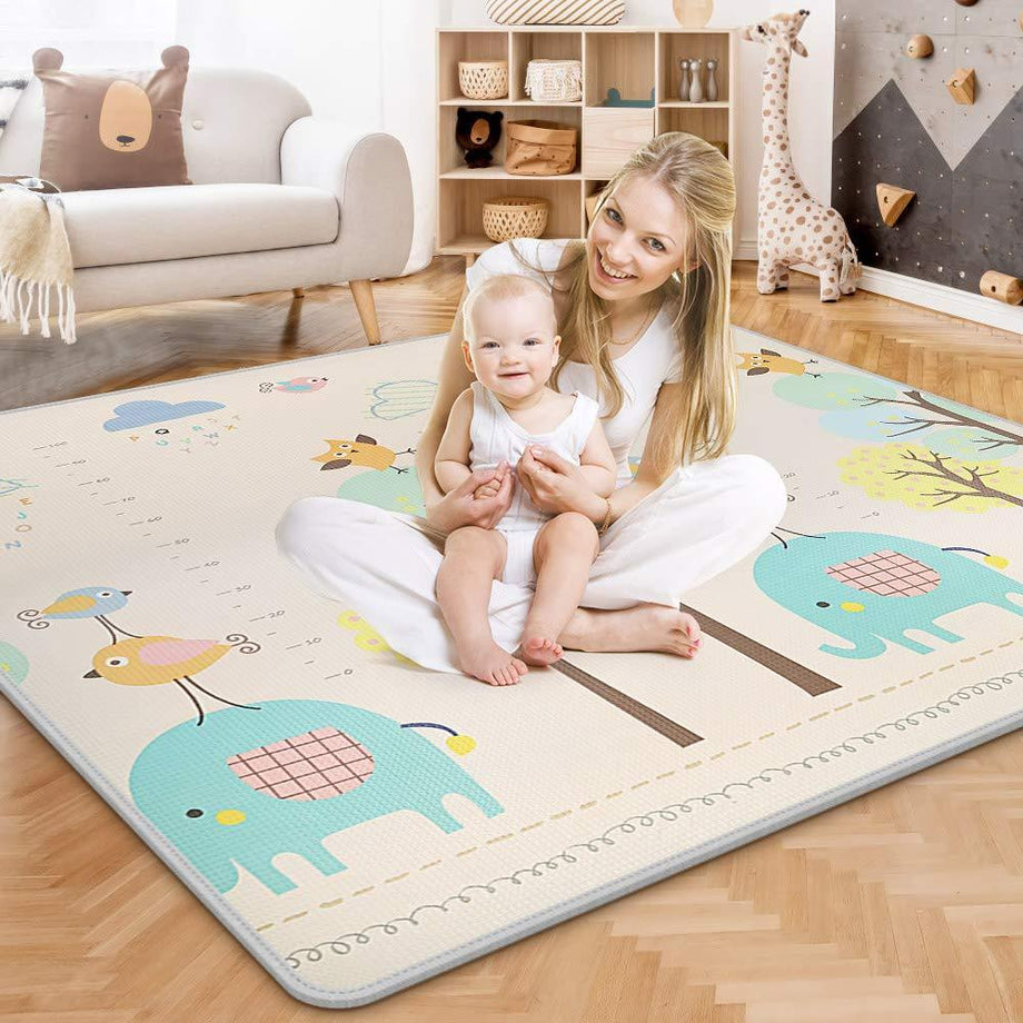 Dripex Baby Play Mat Crawling Mat Non-Toxic Rug-Cushioned Reversible Anti-Slip Portable Yoga Mat