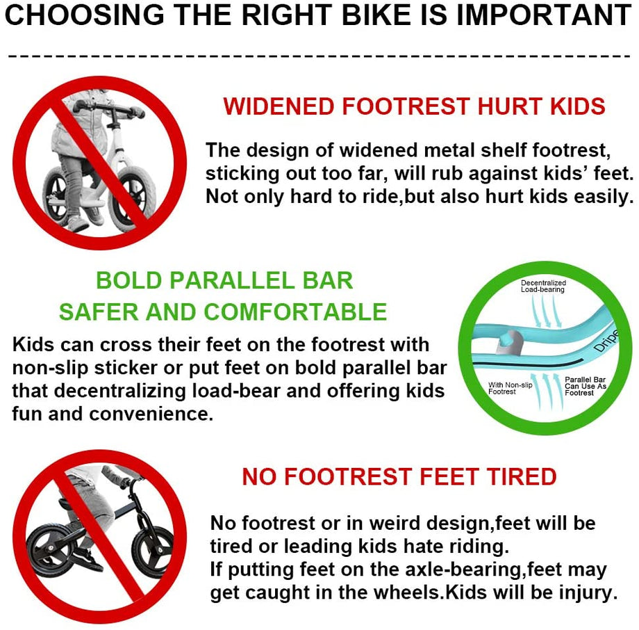 Toddler Bike, Dripex 12 Inch Lightweight No-Pedal Kids Balance Bike