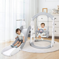 OUNUO Kids Slide and Swing Set with Basketball Hoop Baby Slide for toddlers age 1-3