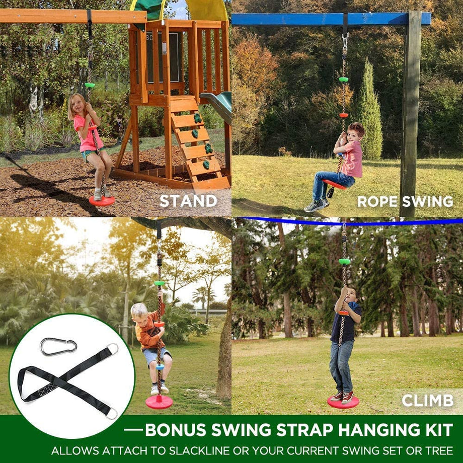 Ninja Warrior Obstacle Course for Kids - 2X60FT Ninja Slackline with Most Complete Accessories for Kids