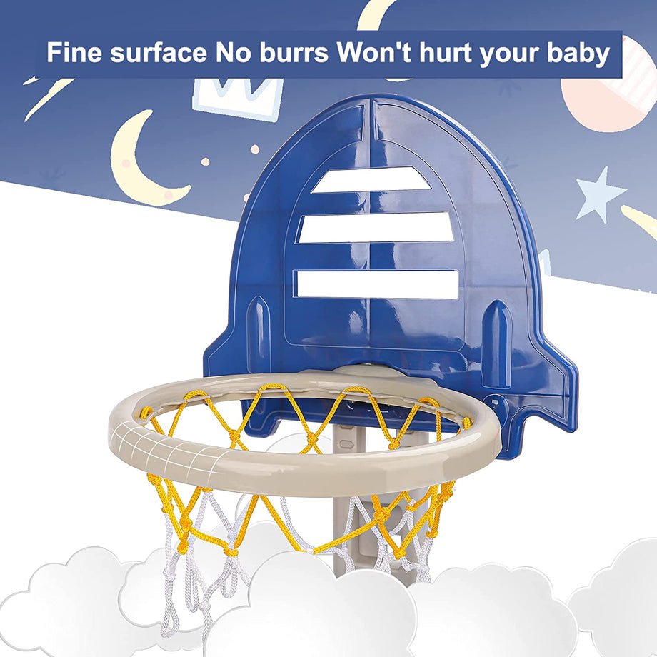 Dprodo Basketball Hoop for Kids 4 in 1 Sports Activity Center Basketball Football Golf Adjustable Height