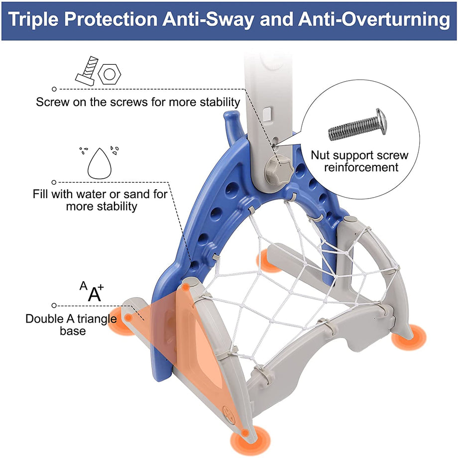 Dprodo Basketball Hoop for Kids 4 in 1 Sports Activity Center Basketball Football Golf Adjustable Height