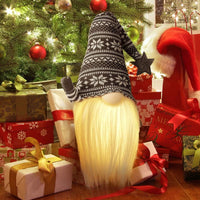 Christmas Decorations with Led Light Handmade Santa Elf Plush Table Ornaments Figurine Holiday Decor Gift-Knitted Cute LED Santa Christmas Decoration 1/3 packs