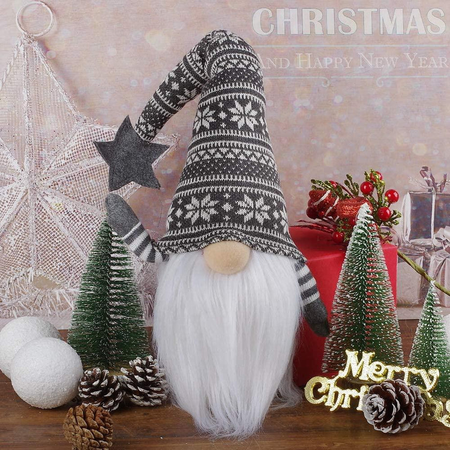 Christmas Decorations with Led Light Handmade Santa Elf Plush Table Ornaments Figurine Holiday Decor Gift-Knitted Cute LED Santa Christmas Decoration 1/3 packs