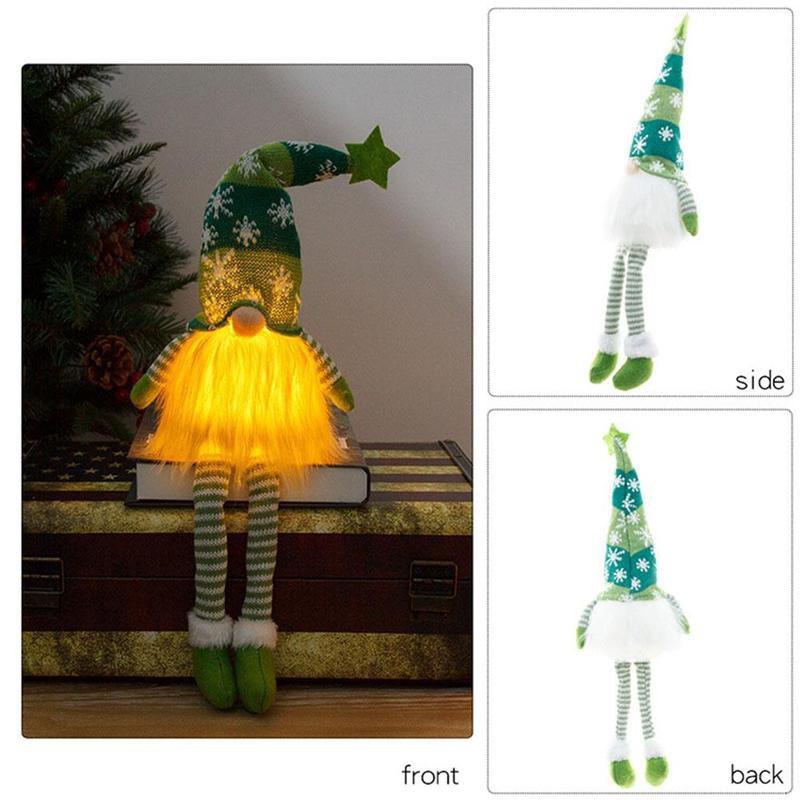 Christmas Decorations with Led Light Handmade Santa Elf Plush Table Ornaments Figurine Holiday Decor Gift-Knitted Cute LED Santa Christmas Decoration 1/3 packs