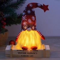 Christmas Decorations with Led Light Handmade Santa Elf Plush Table Ornaments Figurine Holiday Decor Gift-Knitted Cute LED Santa Christmas Decoration 1/3 packs