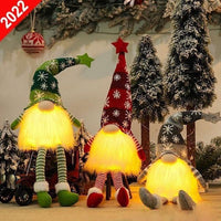 Christmas Decorations with Led Light Handmade Santa Elf Plush Table Ornaments Figurine Holiday Decor Gift-Knitted Cute LED Santa Christmas Decoration 1/3 packs